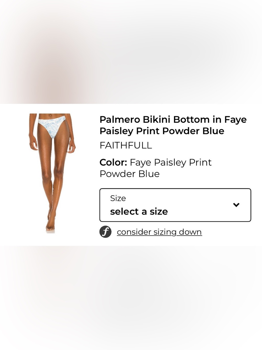 Faithfull the Brand Palmero Bikini Bottom in Powder Blue Paisley